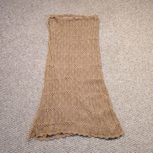 Vintage Rave Crochet Midi Skirt XS Brown Boho Festival  Forest Fairy Goblincore